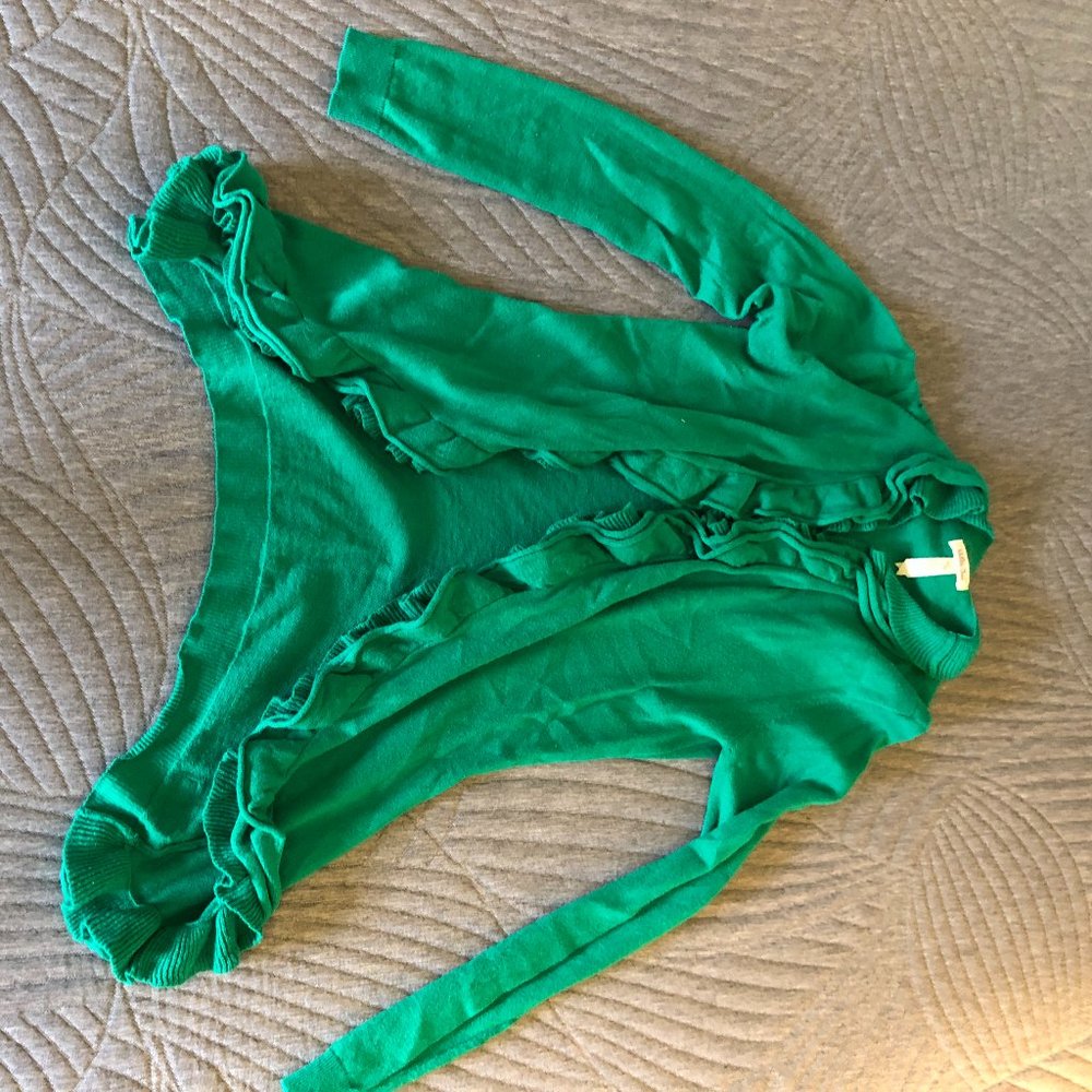 Kelly Green Spring to Mind Ruffle Cardigan Matilda Jane GUC XS